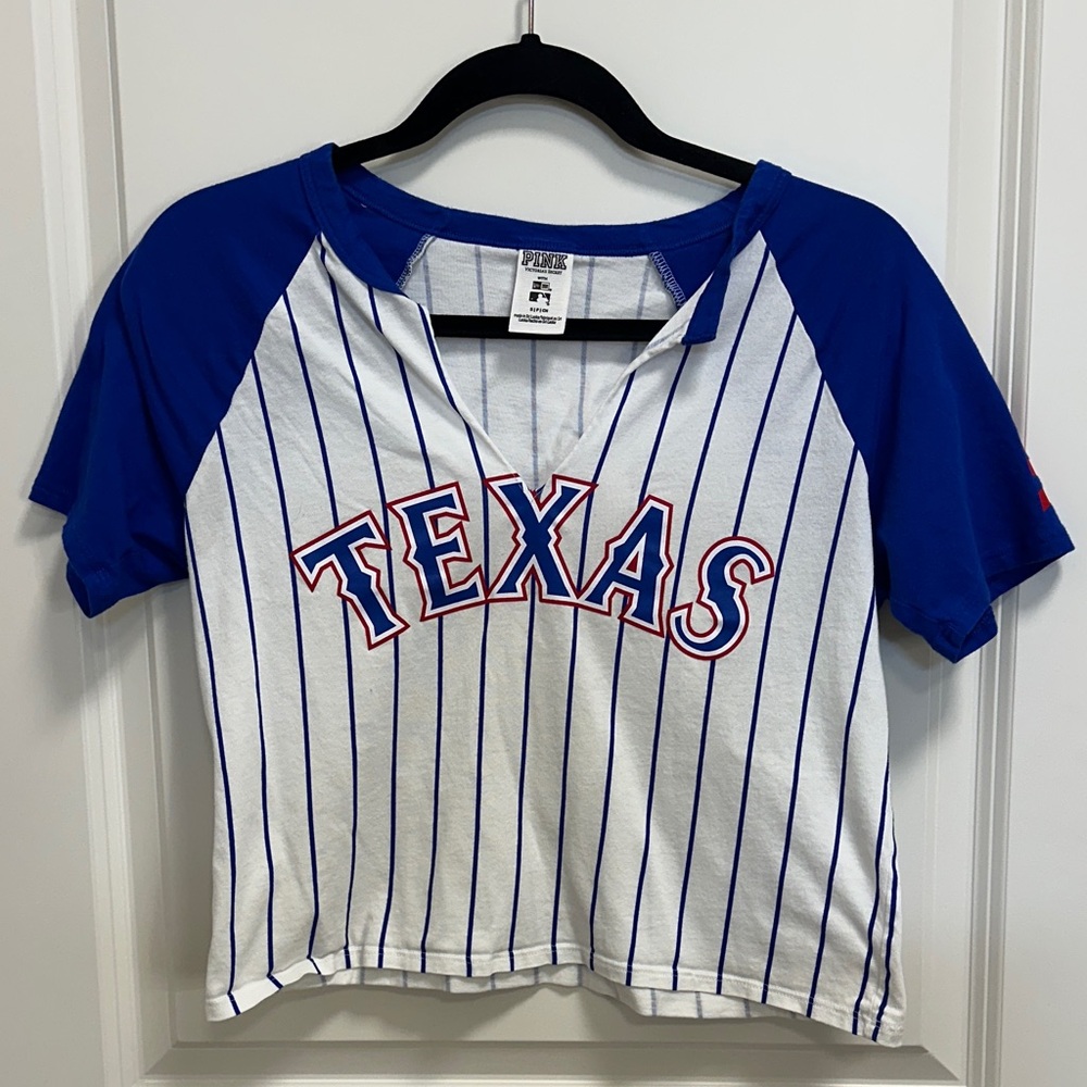 PINK Victoria's Secret Blue and White Striped Tee